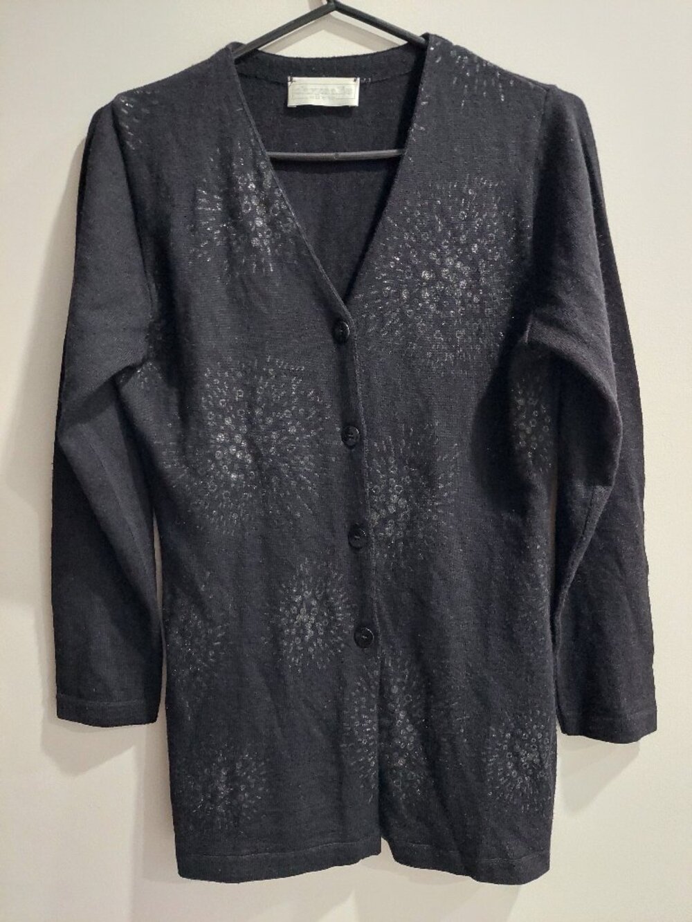 Chrysalis Women's 44 black V-neck cardigan Gothic Garden made in Italy